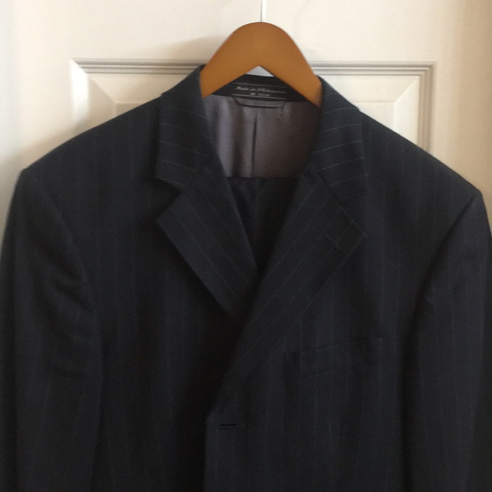 Navy pinstripe suit